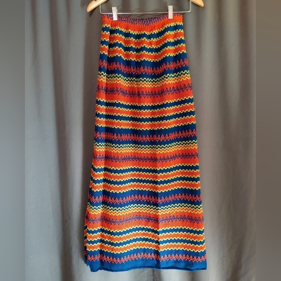 Dresses & Skirts - Handmade Knit Retro Vintage Colorful Maxi Skirt Size Small